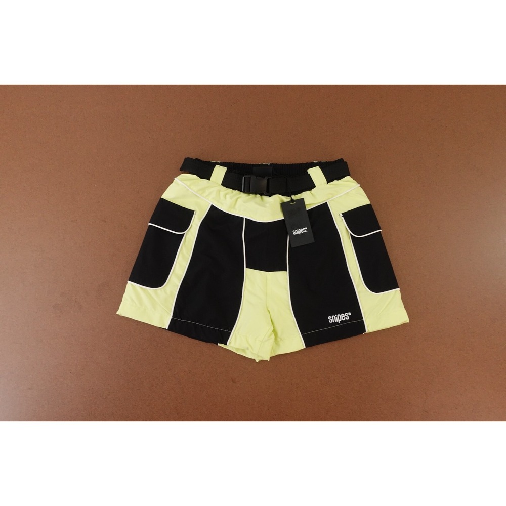Snipes Women's Size XS Lime Black Colorblock Nylon Belted Shorts NWT